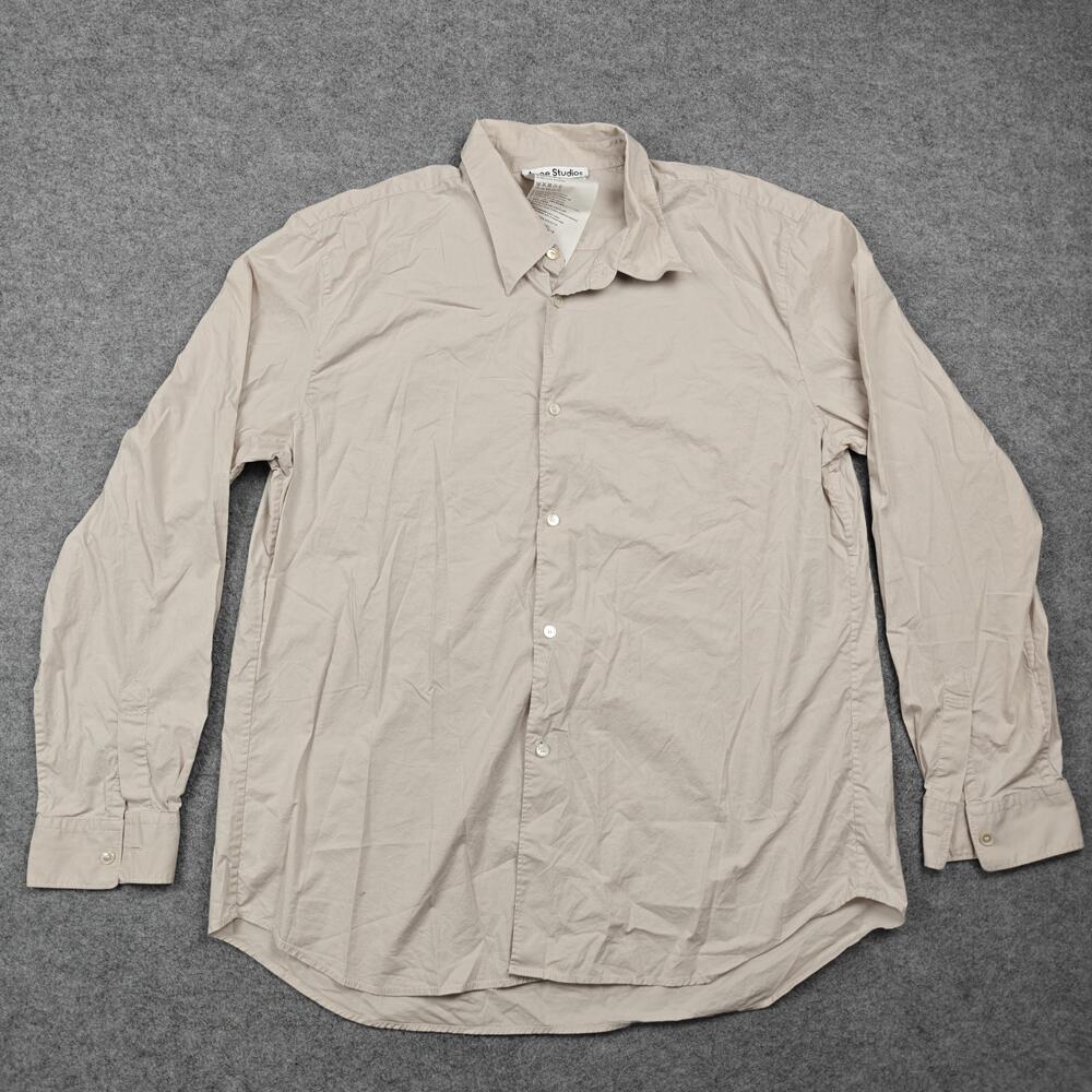 Acne Studios Dress Shirt Mens 52 Beige Regular Fit Point Collar Stretch